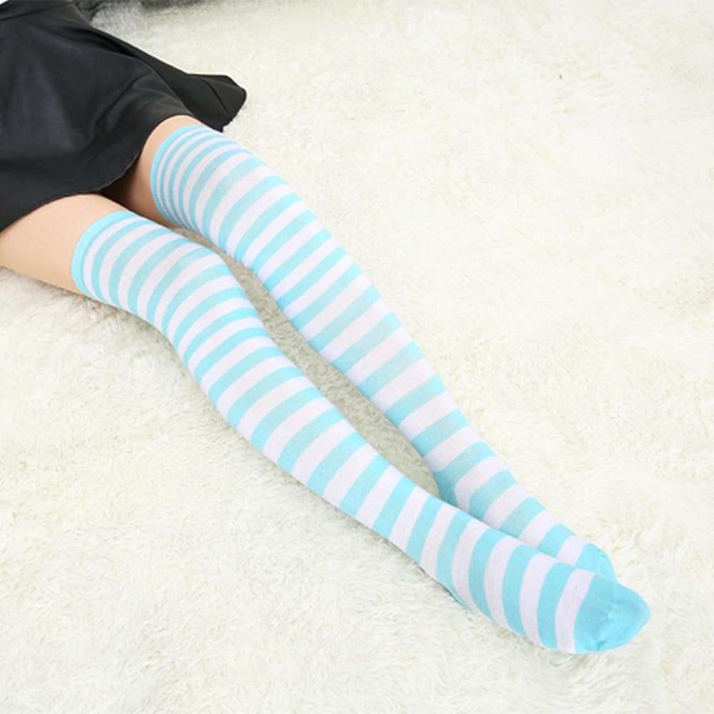 AQOKKA Extra Long Thigh High Socks for Women Striped Over Knee Thigh Socks Long Boot Thigh High Stockings Leg Warmers - Image 2