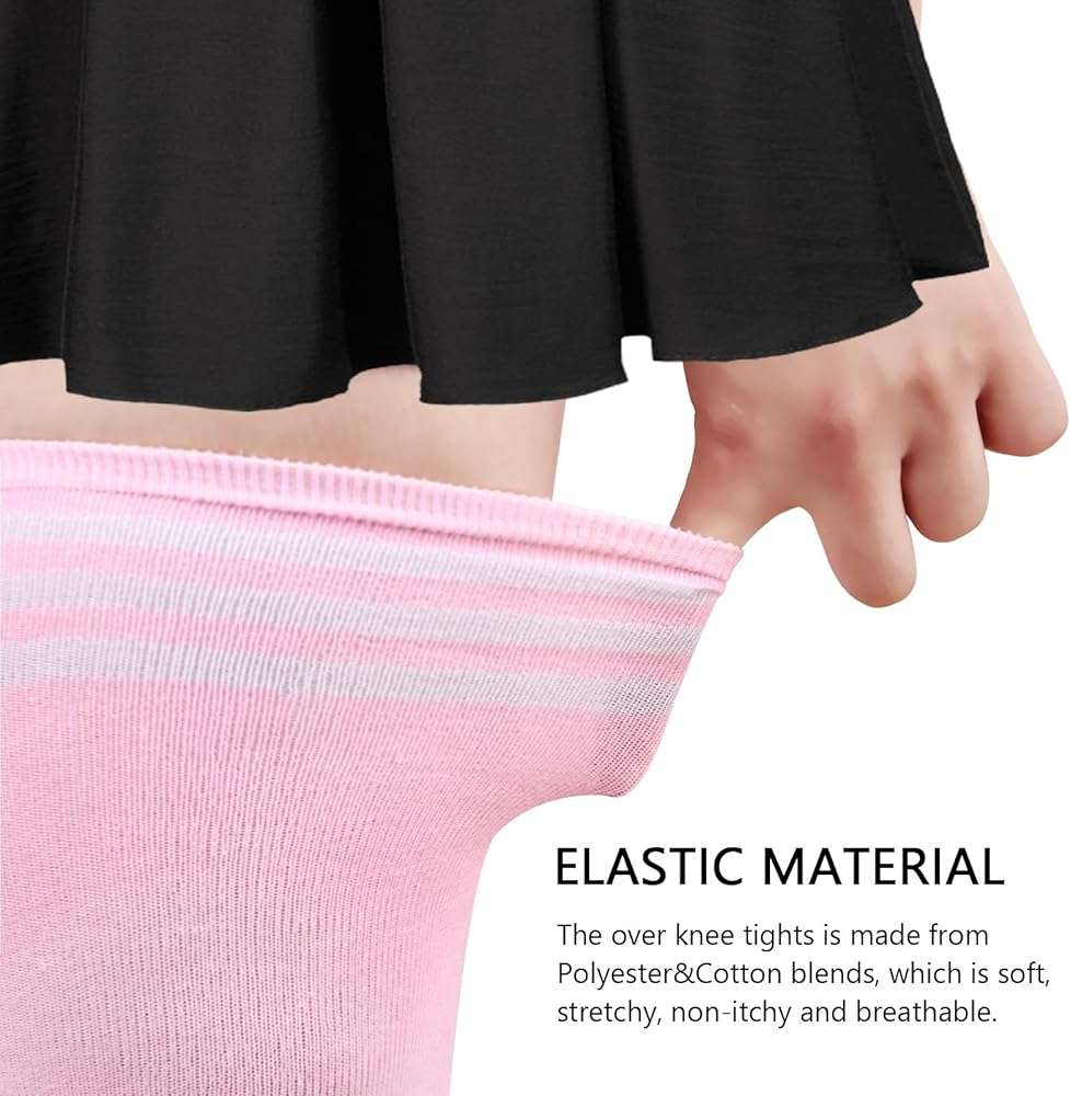 AQOKKA Extra Long Thigh High Socks for Women Striped Over Knee Thigh Socks Long Boot Thigh High Stockings Leg Warmers - Image 5