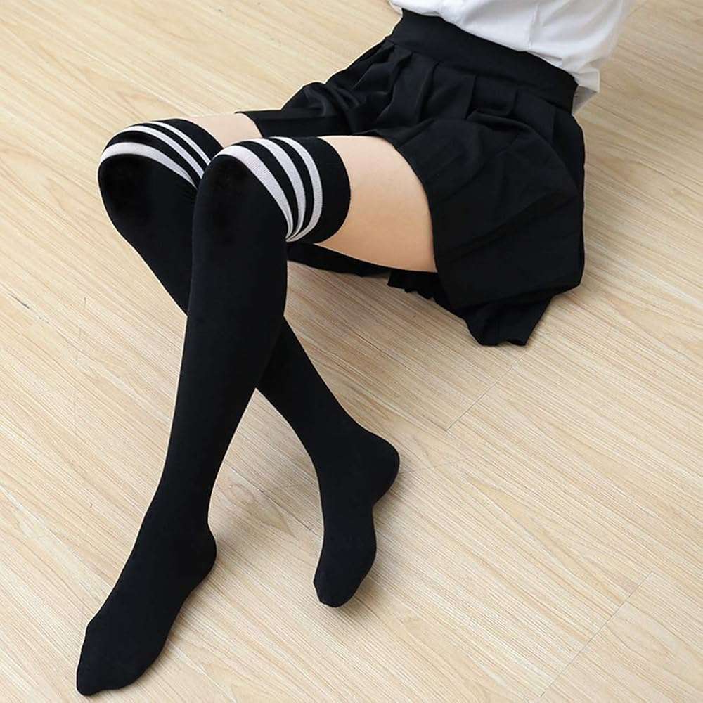AQOKKA Extra Long Thigh High Socks for Women Striped Over Knee Thigh Socks Long Boot Thigh High Stockings Leg Warmers - Image 7