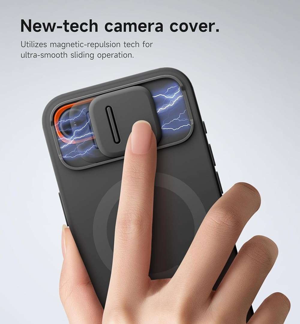 SURITCH for iPhone 17e/16e Case with Magnetic Camera Slide Cover and Adjustable Kickstand, Compatible with MagSafe, Shockproof Bumper Case Slim Protective Cover 6.1 Inch,Black - Image 4