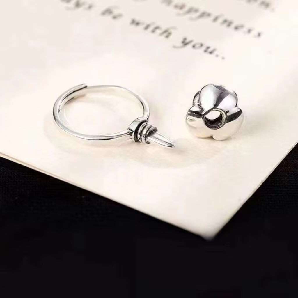 HUUGVBCO 925 Sterling Silver Adjustable Rose Ring Retro Rose Flower Ring Detachable Self-Defense Rings Protect Your Ring Jewelry Gift for Women Self-Defense Accessories - Image 3