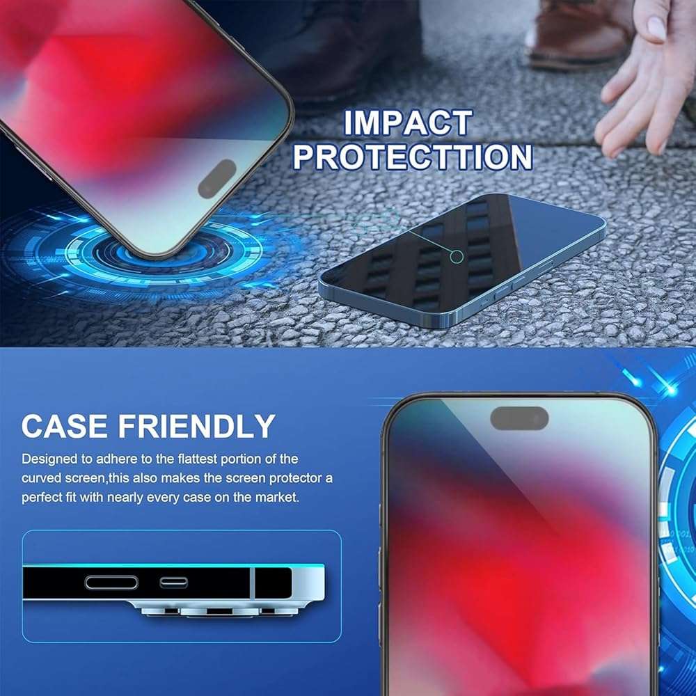 ImpactStrong 3-Pack Shatterproof Tempered Glass Screen Protector for iPhone 17 [Easy Installation Frame] [Bubble Free] [9H Hardness] [Full Coverage] Case Friendly, 6.3 Inch - Image 4