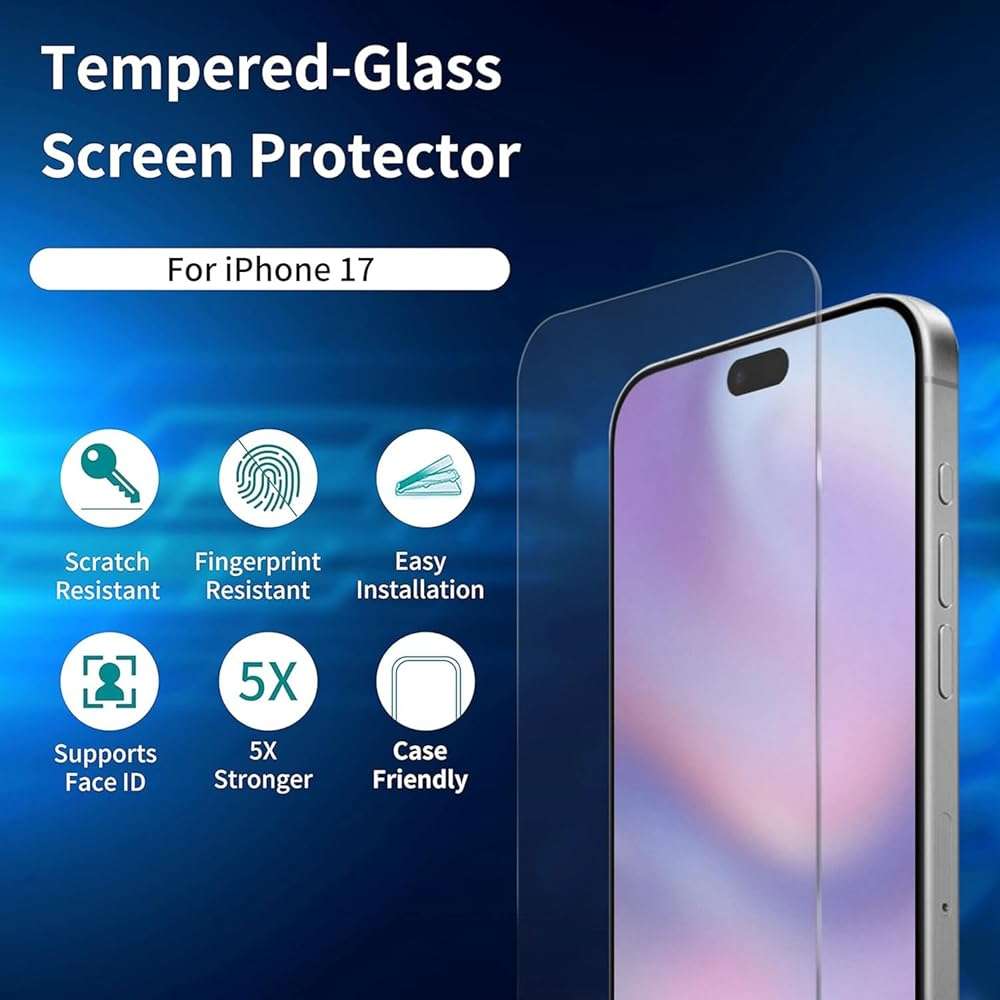 ImpactStrong 3-Pack Shatterproof Tempered Glass Screen Protector for iPhone 17 [Easy Installation Frame] [Bubble Free] [9H Hardness] [Full Coverage] Case Friendly, 6.3 Inch - Image 6