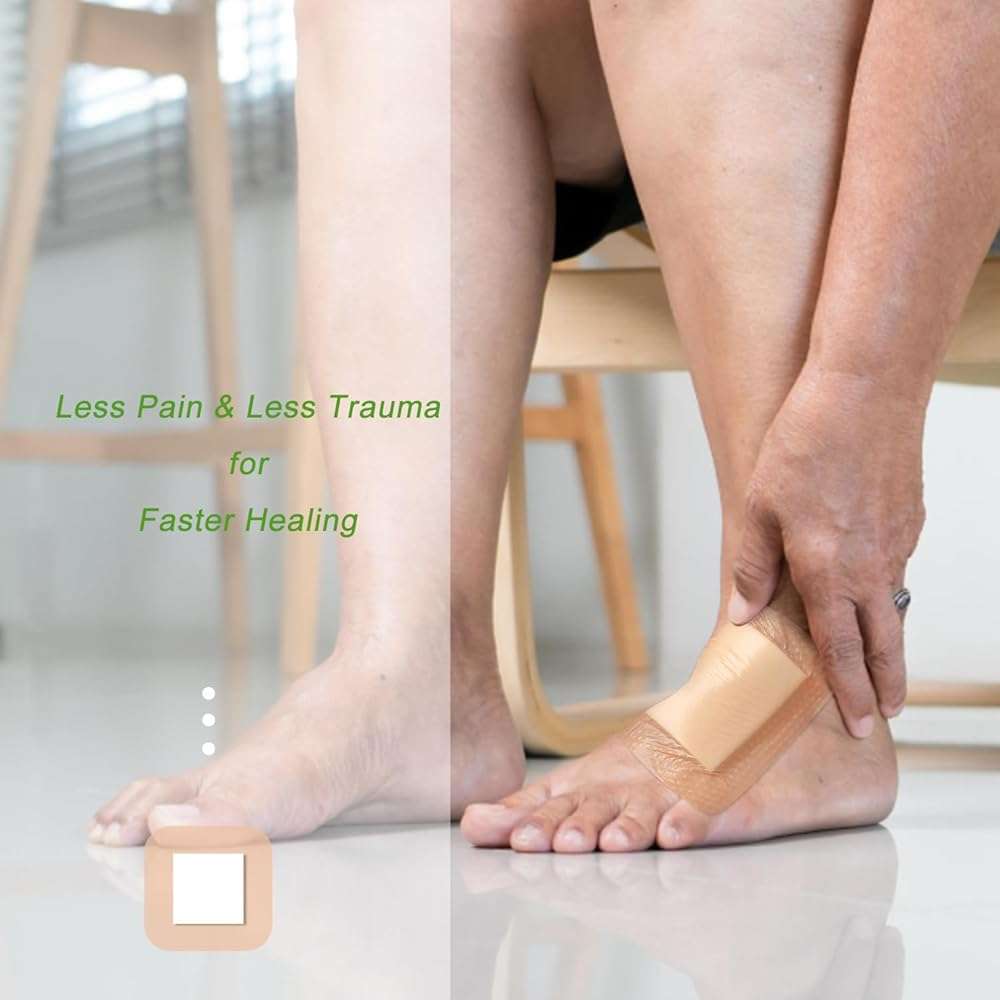 NeuHeils Silicone Foam Dressing with Gentle Border 4''x4'', 40 Pack - High Absorbency Waterproof Wound Bandage for Bed Sores, Leg Ulcers & Surgical Wounds - Image 9