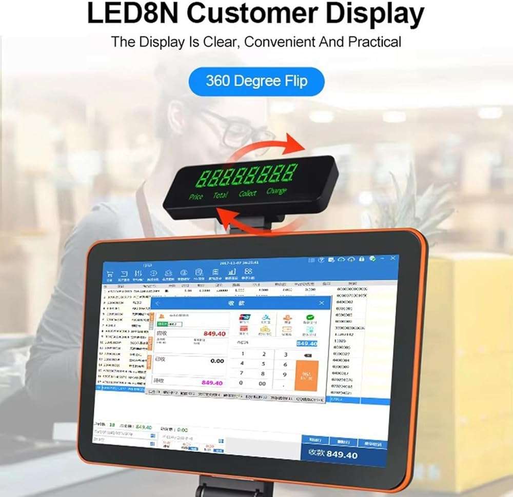 HNBYLMM Cash Register with Pos System, All-in-One Smart Cash Register for Small Businesses, with 15.6" Touch Screen Monitor, Dual-core I5 CPU, Cash Drawer, 58mm Printer, Barcode Scanner, Touchscreen - Image 5