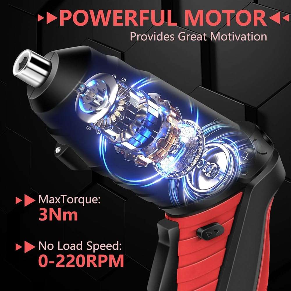 JENABOM Electric Screwdriver Cordless, 3.6V Rechargeable Small Screwdriver Set, 3Nm Max Torque, LED Light, Ideal for Electronics Repair, Furniture Assembly&Home DIY - Image 5