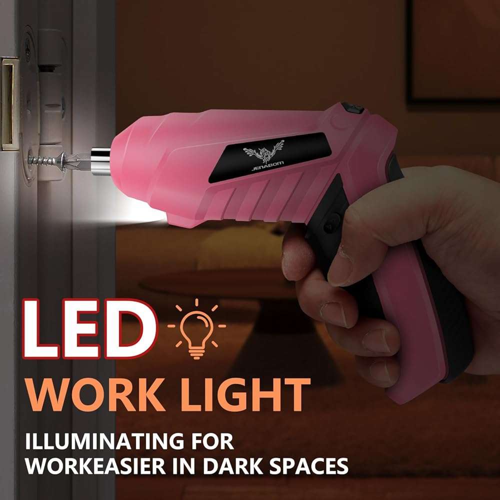 JENABOM 14-in-1 3.6V Pink USB Rechargeable Electric Screwdriver Set | Cordless Power Screwdriver with Bits, Ideal for Electronics Repair, Furniture Assembly & Household DIY Projects - Image 3