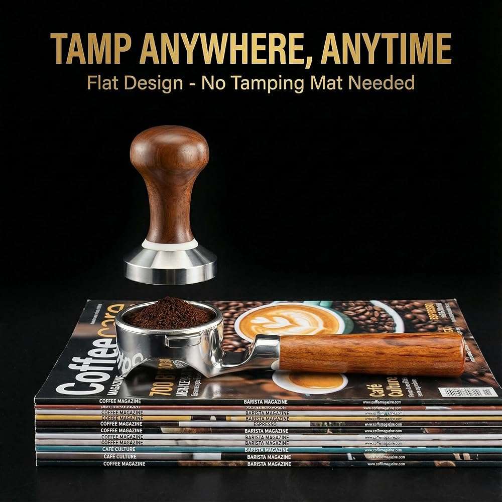 TaiBest 54mm 3 Ear Bottomless Portafilter for Breville BES870/878/880/876/840/820 Series Espresso Machines - Rosewood Handle with 304 Stainless Steel Filter Basket - Image 3