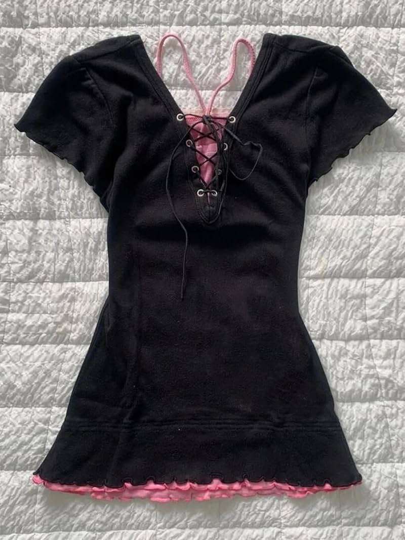 Cutecore Harajuku Y2k Baby Tee Cute Kawaii Emo Grunge Shirt Women Vintage Graphic Tees Short Sleeve Alt Tops 2000s - Image 5
