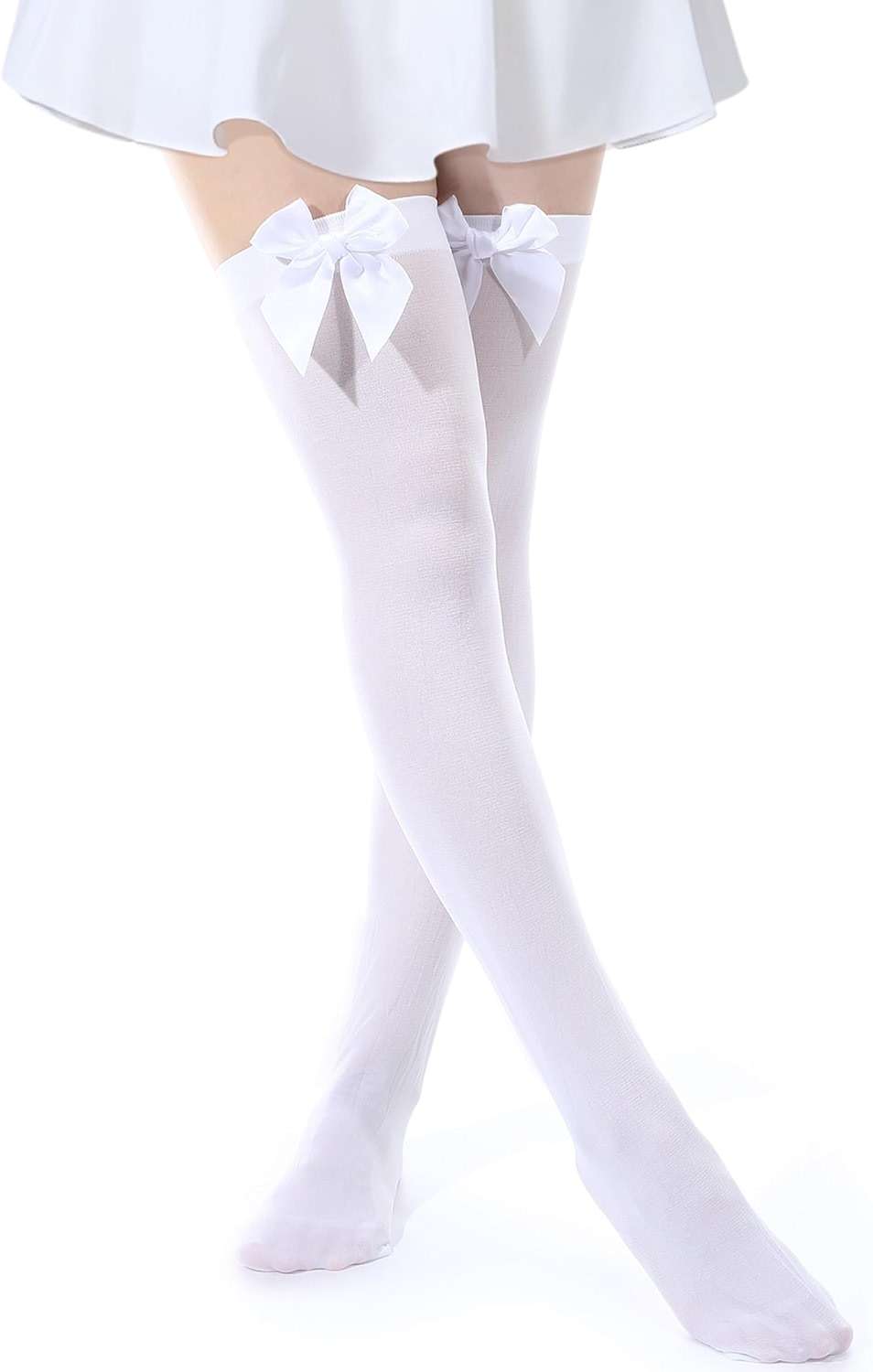 Syhood Halloween Thigh High Stockings with Satin Bow Women Opaque Thigh High Socks over Knee for Daily Wear - Image 2