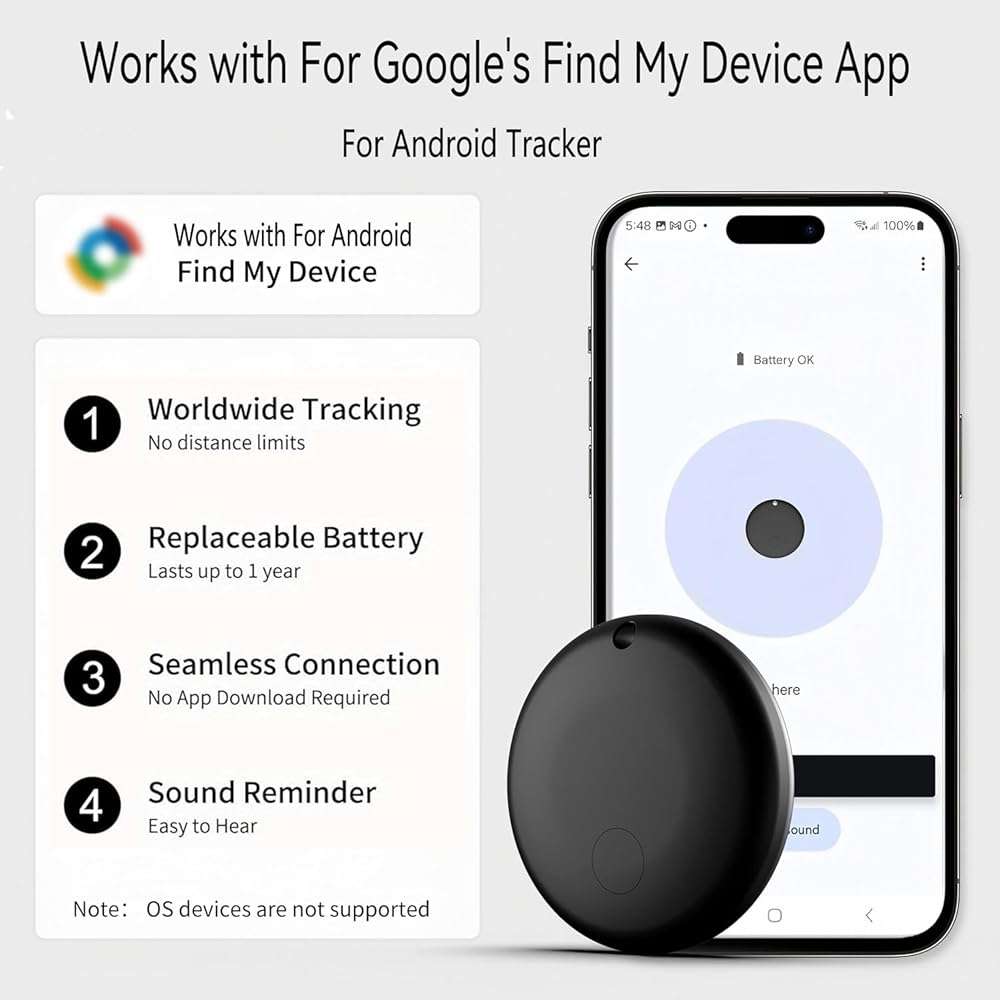 Android GPS Tracker for Vehicles, Hidden Tracking Device for Vehicles, Car Tracker No Subscription Work with Find My, Smart Tag with Audio for Kids, Key, Dogs, Luggage, Bag (Android-2 Pack) - Image 2