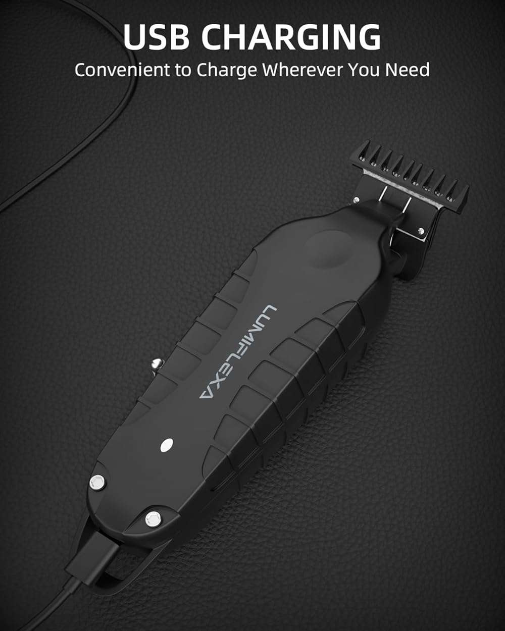 Lumiflexa Professional Hair/Beard Trimmer for Men, USB-C Rechargeable Hair Trimmer for Men with Stainless Steel Blades, Zero Gapped Hair Clippers for Barber, Cordless Rechargeable Hair Clippers - Image 2