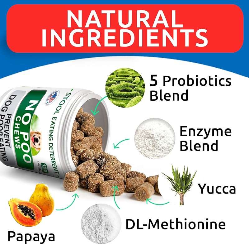 No Poo Chews for Dogs - Coprophagia & Stool Eating Deterrent with Probiotics, Digestive Enzymes & Breath Aid Support - Stop Dog Poop Eating - Made in USA - 120Ct - Image 4