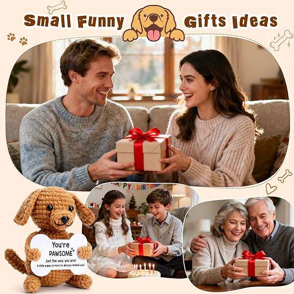 Funny Dog Gifts for Girls Boys Women Men Birthday Fathers Day Presents, Mini Cute Stuff Cool Things, Small Puppy Dog Stuffed Animal Plush, Emotional Positive Support Crochet Desk Decor Accessories - Image 5