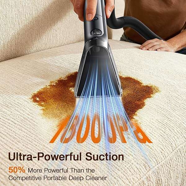 Portable Carpet & Upholstery Cleaner, 18Kpa Carpet Cleaner Machine for Deep Stain Removal, Spot Cleaner for Pet Accidents, Area Rugs, Stairs, Car Upholstery & Couches, Includes Tools & Self-Cleaning - Image 2