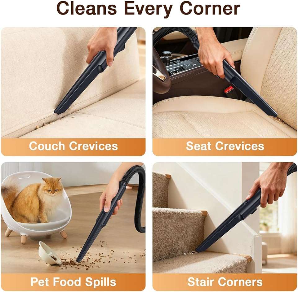 Portable Carpet & Upholstery Cleaner, 18Kpa Carpet Cleaner Machine for Deep Stain Removal, Spot Cleaner for Pet Accidents, Area Rugs, Stairs, Car Upholstery & Couches, Includes Tools & Self-Cleaning - Image 6