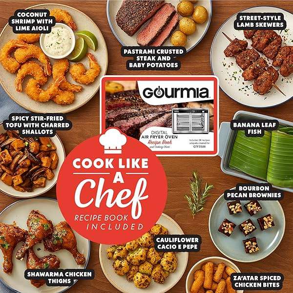Gourmia French Door Air Fryer Oven - 37 Qt Large Capacity Convection Toaster Oven, FryForce 360°, Digital Display, 12 Cooking Presets, Dehydrate, Fits 13” Pizza, Dishwasher-Safe, Peach - Image 6