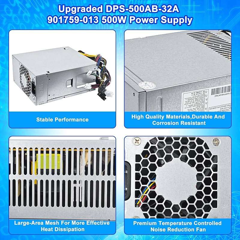 S-Union Upgraded L05757-800 DPS-500AB-32 A 500W Power Supply Compatible with HP EliteDesk Z2 G4 800 880 600 G3 G5 L05757-800 PSU 901759-013 DPS-500AB-36 A L07304-003 901759-001 DPS500AB32 Power Supply - Image 5