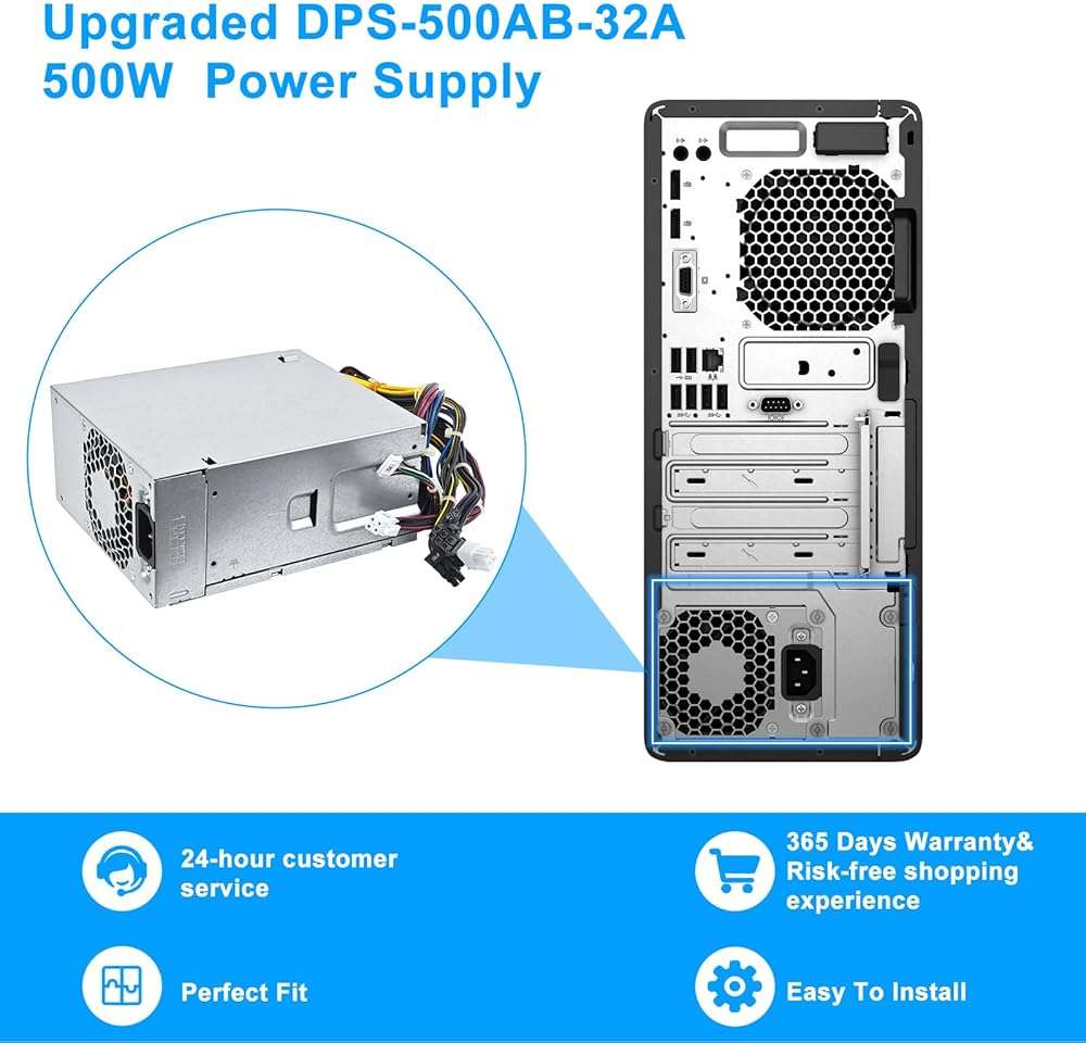 S-Union Upgraded L05757-800 DPS-500AB-32 A 500W Power Supply Compatible with HP EliteDesk Z2 G4 800 880 600 G3 G5 L05757-800 PSU 901759-013 DPS-500AB-36 A L07304-003 901759-001 DPS500AB32 Power Supply - Image 6