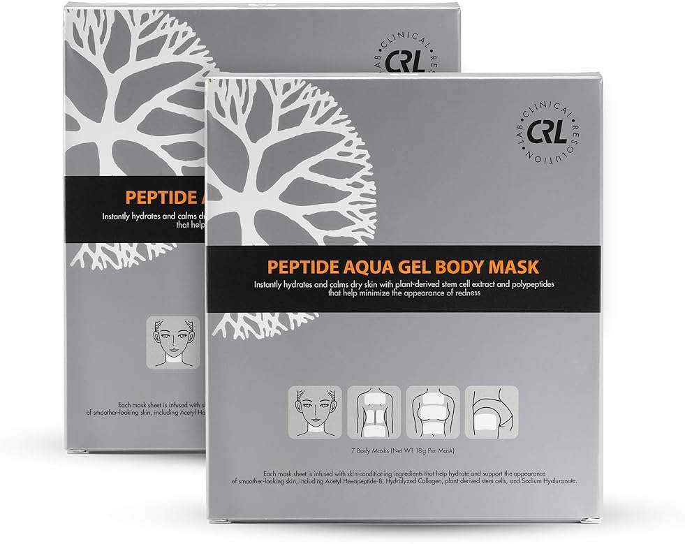Clinical Resolution Peptide Aqua Gel Body Mask – Instant Hydration, Soothing & Cooling Sensation, 14 Single-Use Masks (2 Boxes, 7 per Box) - Image 1