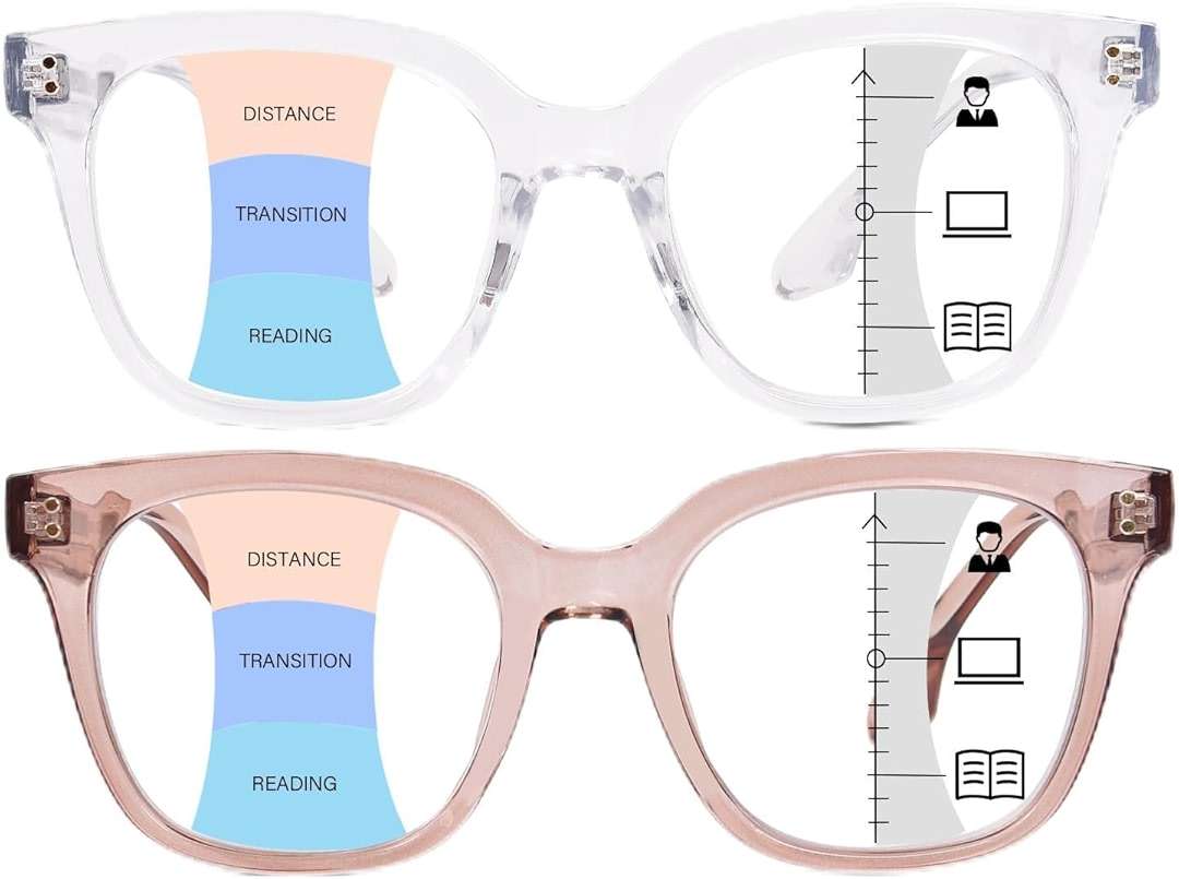 ZESAKER Progressive Multifocus Reading Glasses for Women Men Oversized Anti Blue Light Blocking Readers Square Eyeglasses - Image 1