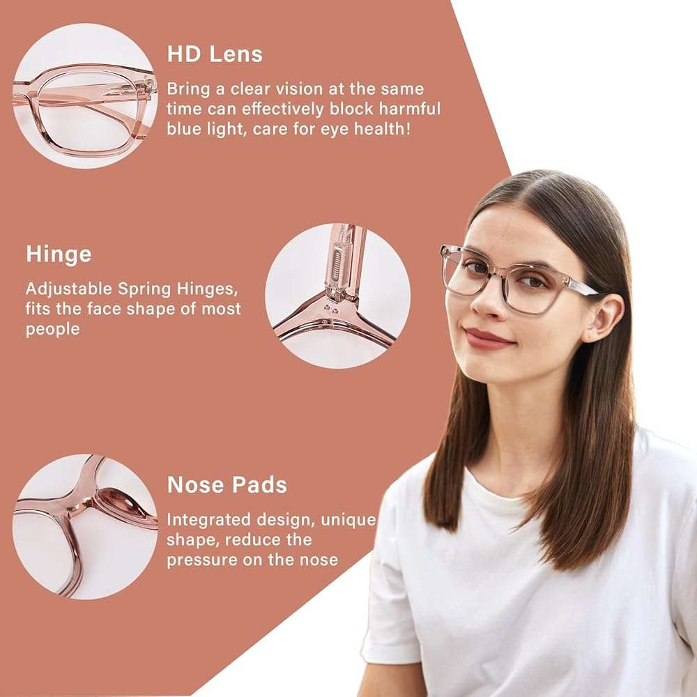 ZESAKER Progressive Multifocus Reading Glasses for Women Men Oversized Anti Blue Light Blocking Readers Square Eyeglasses - Image 4