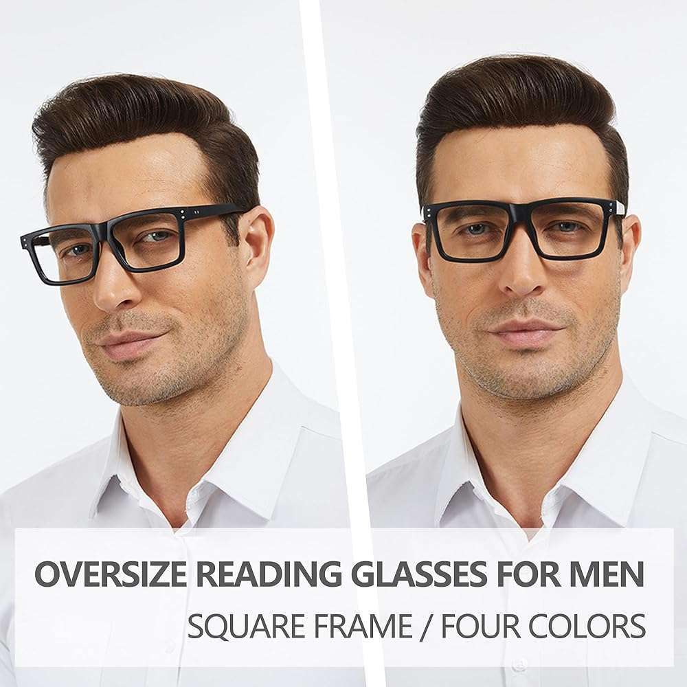 tenuopticss Reading Glasses for Men - 4 pack Classic Square TR Frame Readers with Spring Hinge - Image 2
