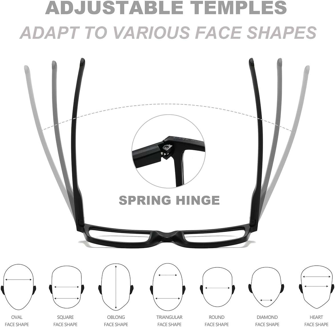 tenuopticss Reading Glasses for Men - 4 pack Classic Square TR Frame Readers with Spring Hinge - Image 5