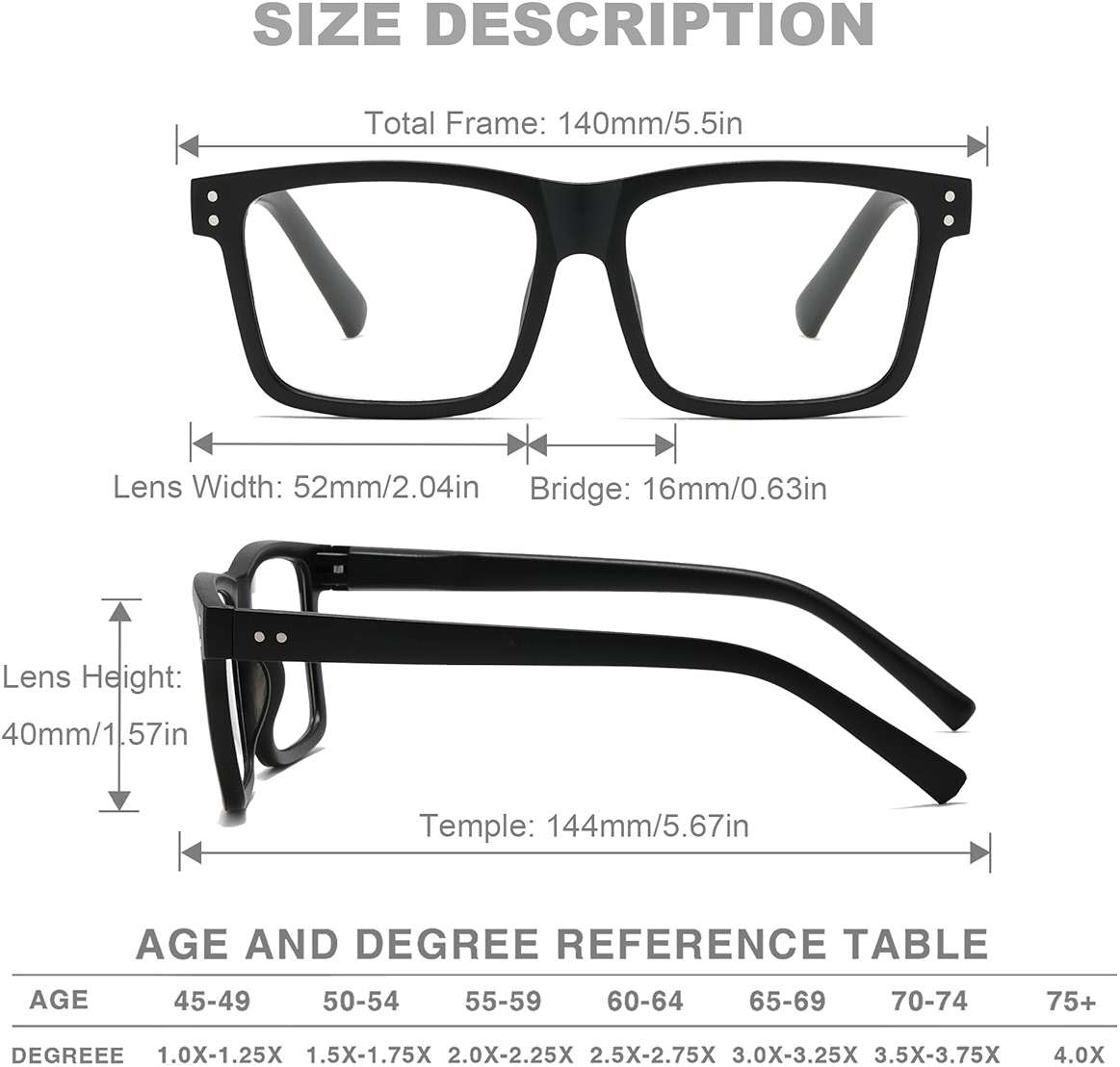tenuopticss Reading Glasses for Men - 4 pack Classic Square TR Frame Readers with Spring Hinge - Image 6