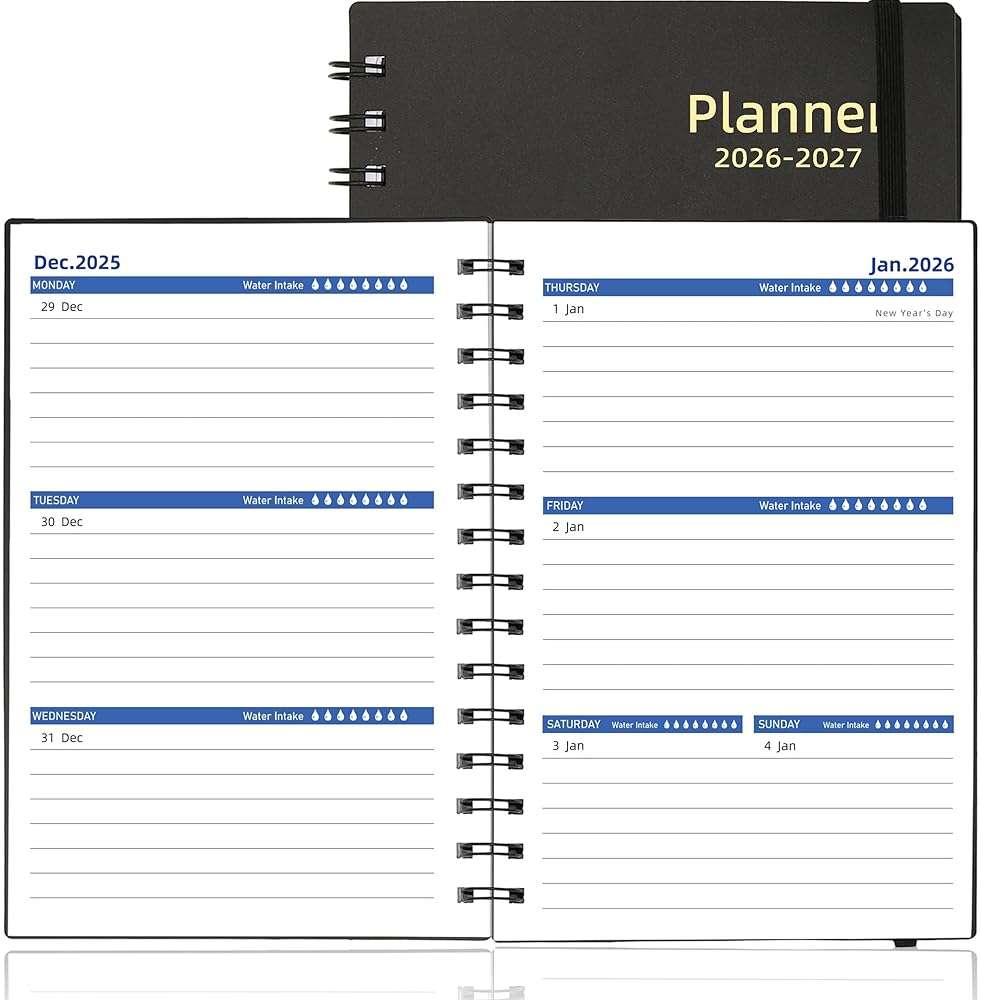 Daily Planner 2026-2027, 2026 Planner Weekly and Monthly, Jan 2026-Jun 2027, 18 Month Agenda Planner with Tabs Sticker, A5 Size, Black - Image 1