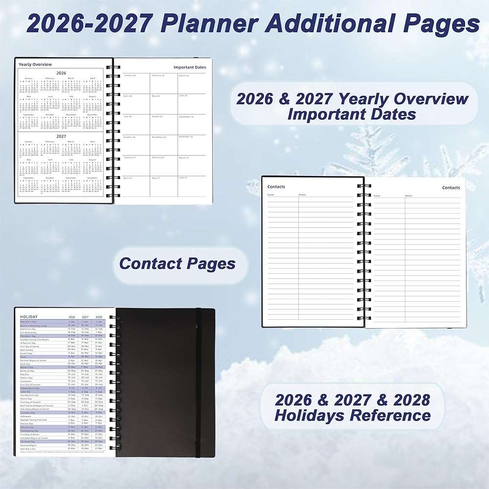 Daily Planner 2026-2027, 2026 Planner Weekly and Monthly, Jan 2026-Jun 2027, 18 Month Agenda Planner with Tabs Sticker, A5 Size, Black - Image 4