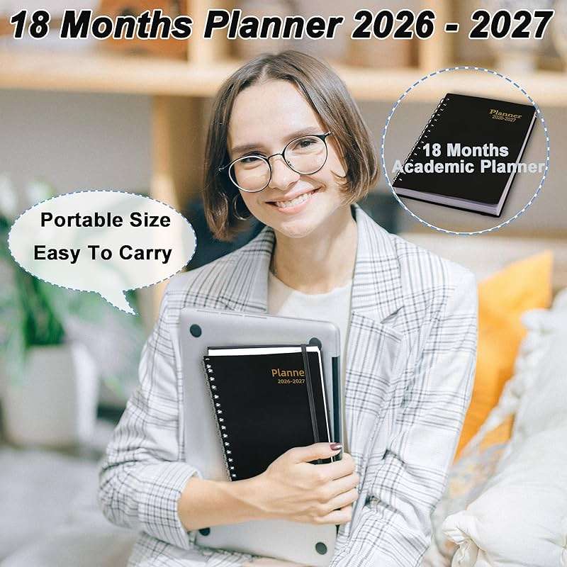 Daily Planner 2026-2027, 2026 Planner Weekly and Monthly, Jan 2026-Jun 2027, 18 Month Agenda Planner with Tabs Sticker, A5 Size, Black - Image 6