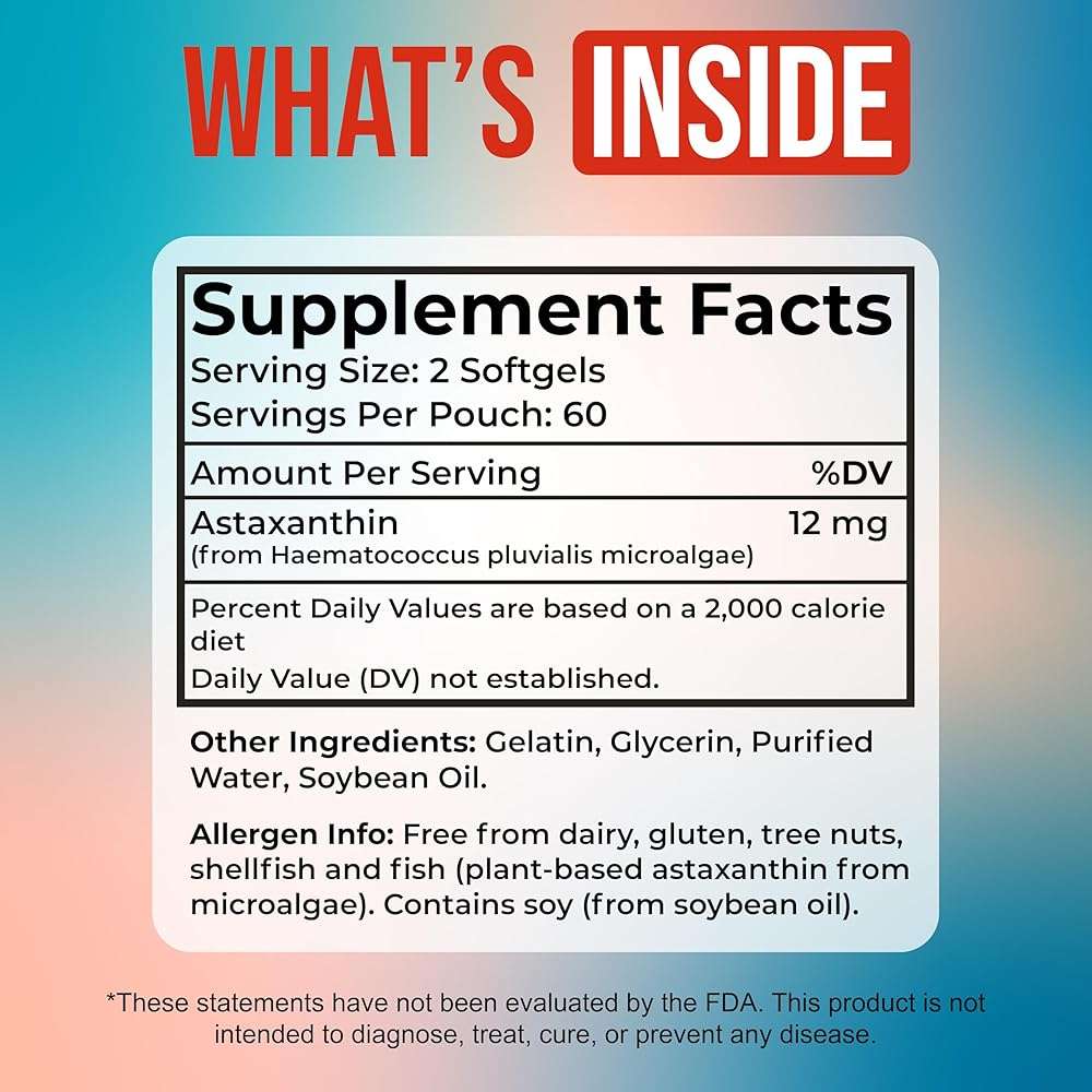 BEYOND LONGEVITY Astaxanthin 12mg - Antioxidant Supplement from Microalgae, 120 Softgels for Eye, Skin and Wellness Support - Image 2