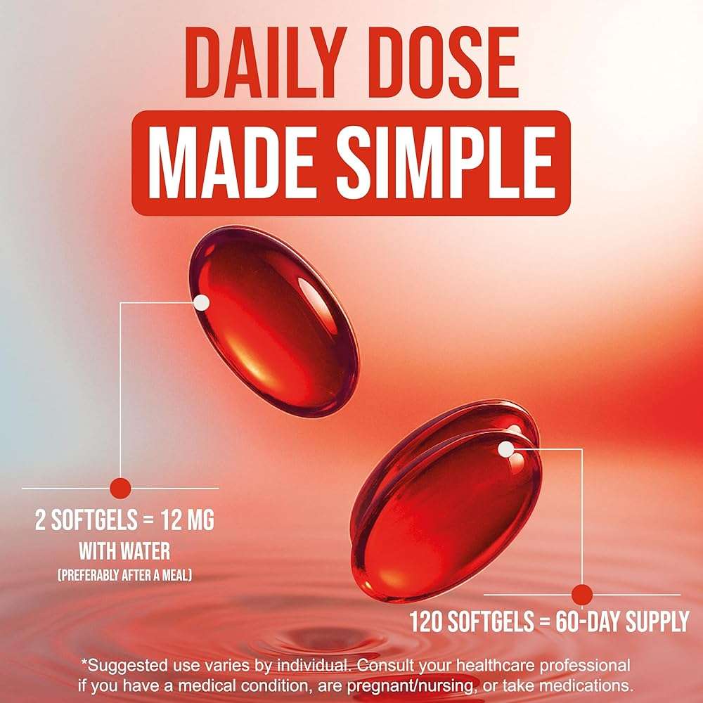 BEYOND LONGEVITY Astaxanthin 12mg - Antioxidant Supplement from Microalgae, 120 Softgels for Eye, Skin and Wellness Support - Image 3