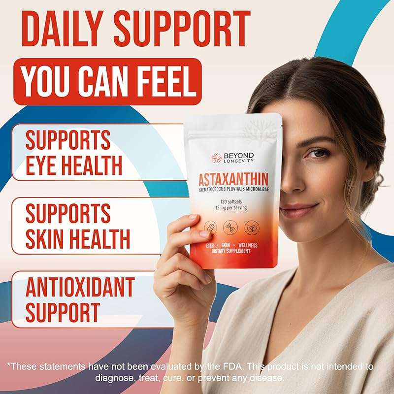 BEYOND LONGEVITY Astaxanthin 12mg - Antioxidant Supplement from Microalgae, 120 Softgels for Eye, Skin and Wellness Support - Image 5