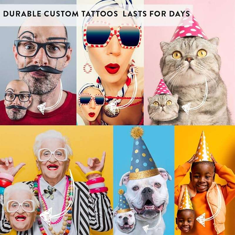 Andaz Press Personalized Temporary Tattoos, 25 Custom Face Tattoos for Weddings, Bachelorette Parties, Birthday, Graduation, Easy to Apply Custom Tattoos Temporary for All Ages, USA Made, 2-Inch - Image 4