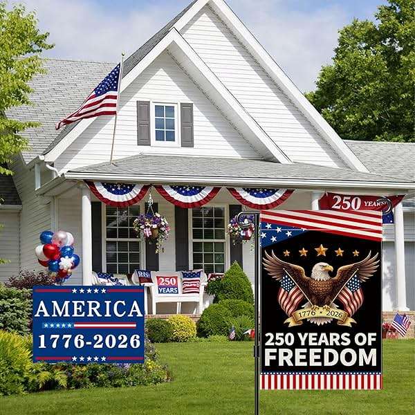250th Anniversary America Garden Flag, 250 Anniversary USA Flag Patriotic Banner 250 Years of Freedom Yard Sign Eagle Design 4th of July Double-Sided Waterproof 1776-2026 Commemorative Flag 12x18 Inch - Image 4