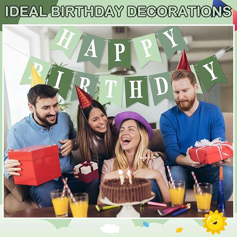 Mooliwe 171 Pcs DIY Custom Banner Kit Make Your Own Customizable Sign for Birthday Wedding Party Decoration Include 20 Paper Pennant 148 Letters and Numbers 1 Rope 2 Threading Device(Green) - Image 5
