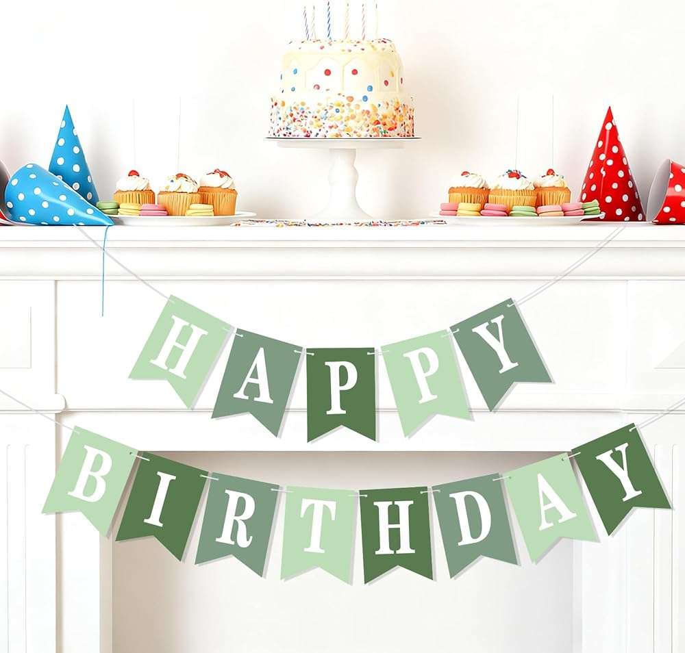 Mooliwe 171 Pcs DIY Custom Banner Kit Make Your Own Customizable Sign for Birthday Wedding Party Decoration Include 20 Paper Pennant 148 Letters and Numbers 1 Rope 2 Threading Device(Green) - Image 6