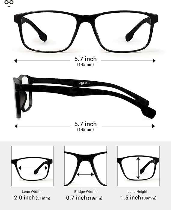 JOLISU 4 Pack Reading Glasses Men Blue Light Blocking with Spring Hinge, Anti Eyestrain/UV Large Wide Square Computer Readers - Image 2
