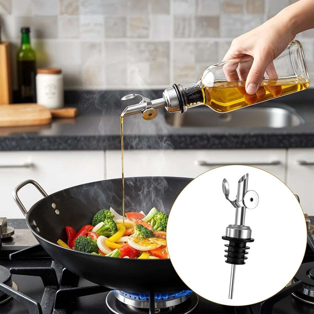 12 Pack Olive Oil Dispenser Spout Speed Liquor Pour Spout with Flip Top Stainless Steel Pour Spouts for Bottles Weighted Liquor Pours Spouts with 12 Adapters for Large Neck Bottles - Image 5