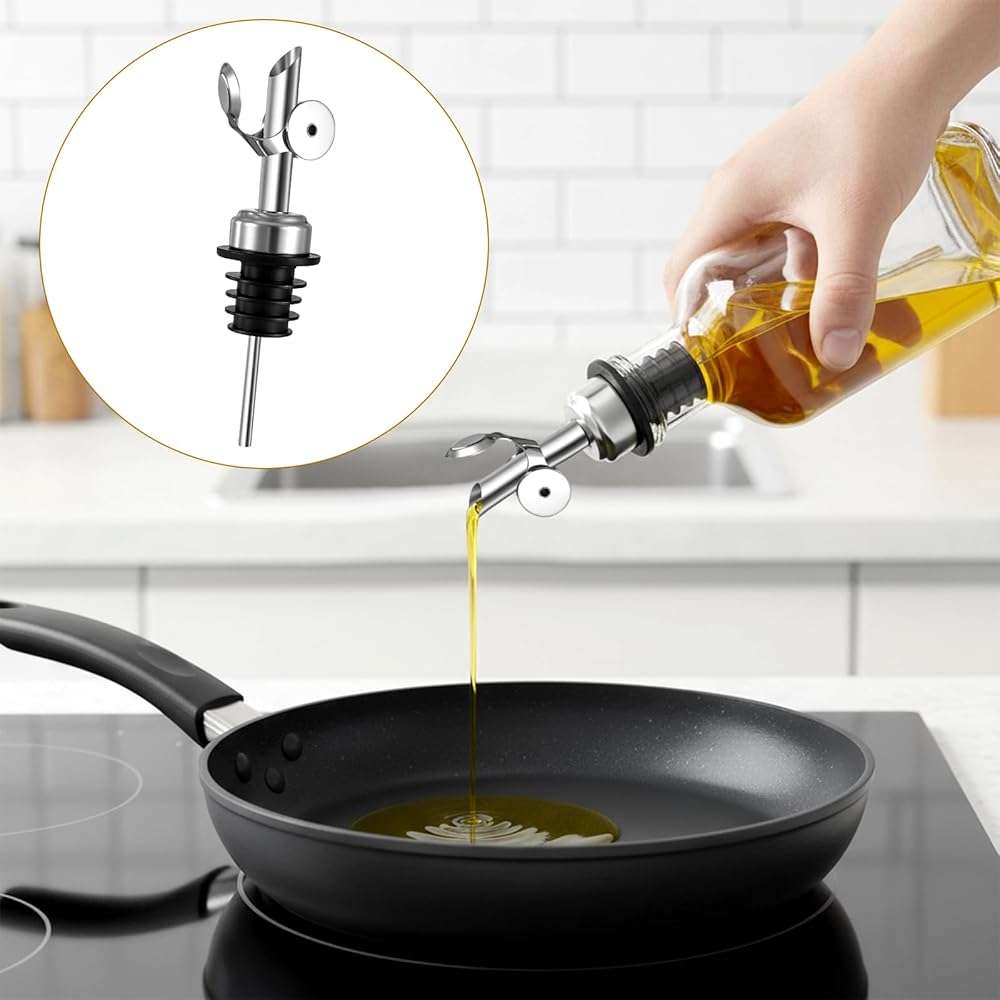 12 Pack Olive Oil Dispenser Spout Speed Liquor Pour Spout with Flip Top Stainless Steel Pour Spouts for Bottles Weighted Liquor Pours Spouts with 12 Adapters for Large Neck Bottles - Image 6