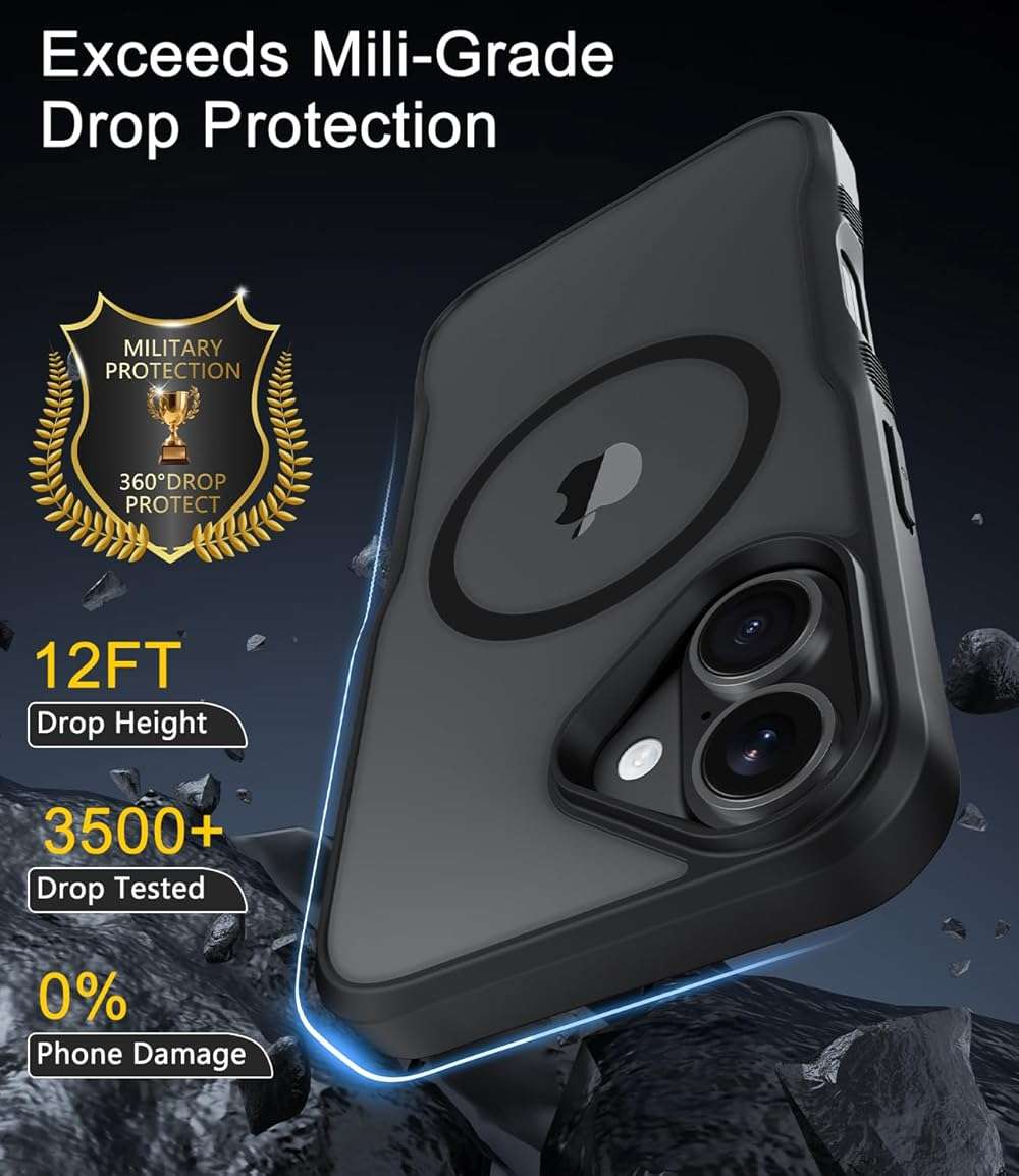 Diverbox for iPhone 17 Case,Compatible with MagSafe [Strong Magnets,Translucent Matte Shockproof Anti-Slip Anti-Fingerprint Slim Phone Case for iPhone 17 (Black) - Image 4