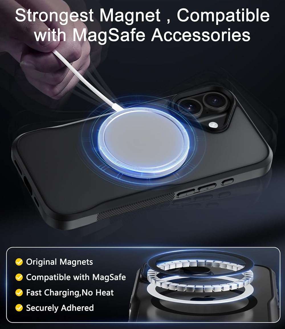 Diverbox for iPhone 17 Case,Compatible with MagSafe [Strong Magnets,Translucent Matte Shockproof Anti-Slip Anti-Fingerprint Slim Phone Case for iPhone 17 (Black) - Image 6