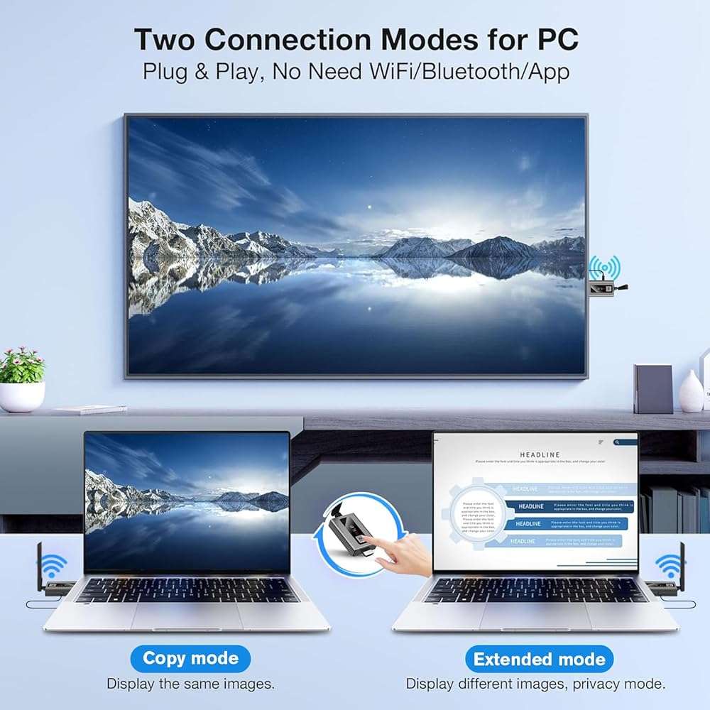 Lielyhod Upgraded Wireless HDMI Transmitter and Receivers with LED Screen,165FT Plug & Play 1080P HD Output 5.8GHz Extender for TV Box/Laptop/Projector/Camera to Multiple Screens Grey - Image 8