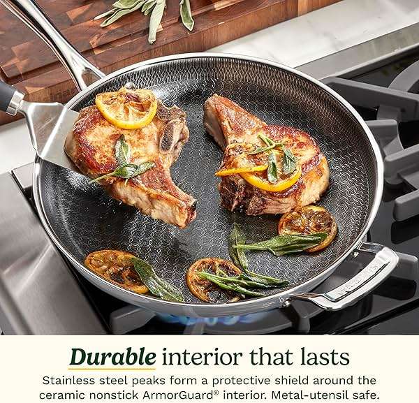 Cuisinart FusionElite+ Hybrid Tri-Ply Stainless Steel 10 Inch Skillet, PurelySear Hybrid Searing Surface, Oven Safe, Cool Grip Handle, Dishwasher Safe, Induction Compatible - Image 6