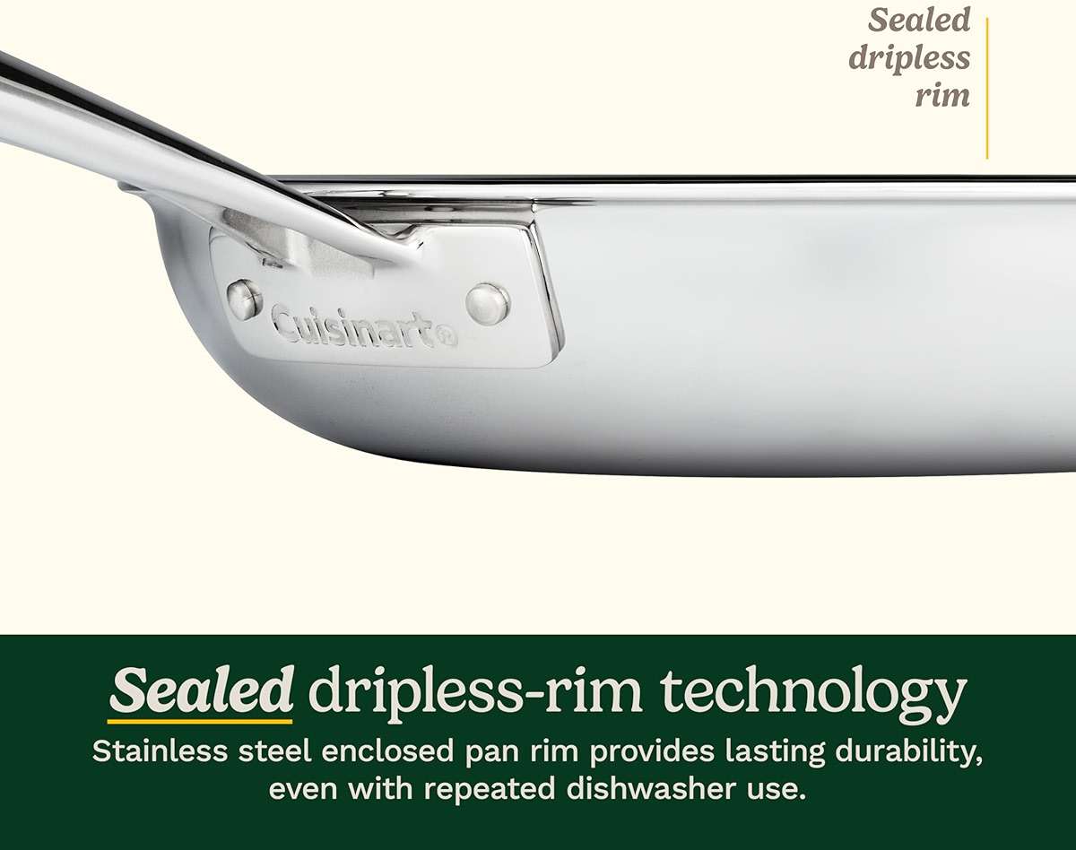 Cuisinart FusionElite+ Hybrid Tri-Ply Stainless Steel 10 Inch Skillet, PurelySear Hybrid Searing Surface, Oven Safe, Cool Grip Handle, Dishwasher Safe, Induction Compatible - Image 7