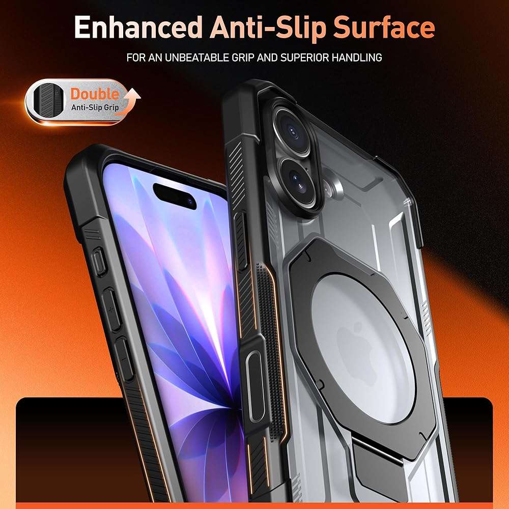 Poetic Spartan Case with Ring Stand for iPhone 17, [Camera Control Button][Magsafe Compatible], Full Body Rugged Shockproof Protective Cover Case, Black/Clear - Image 7