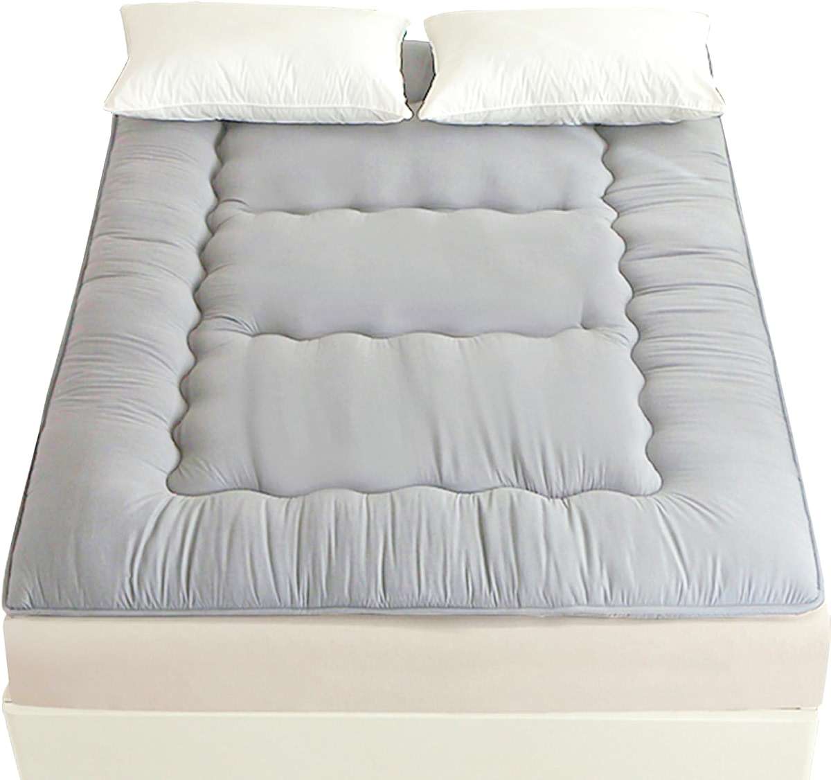 FISHDRU Futon Mattress, Japanese Floor Mattress,Japanese Floor Bed,Tatami Foldable Bed,Roll Up Sleeping Pad for Adults Guest Room Bedroom (Lgrey, Twin) - Image 1