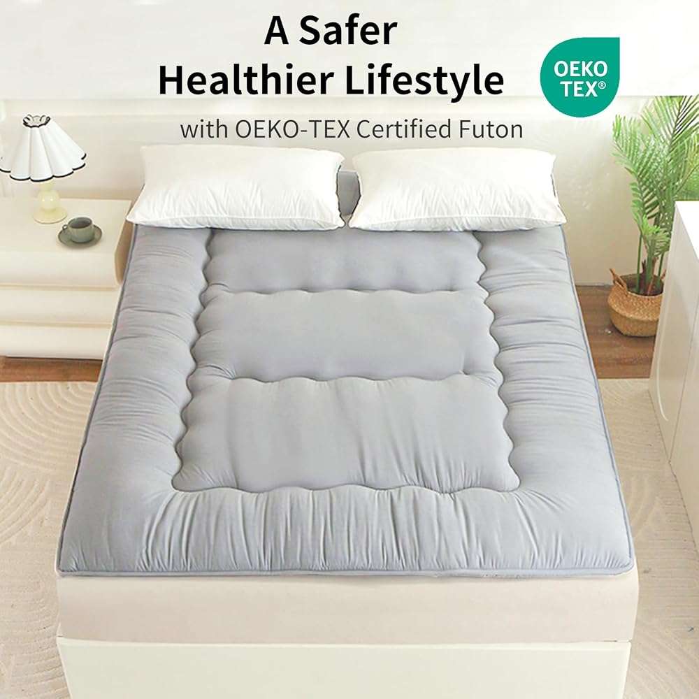 FISHDRU Futon Mattress, Japanese Floor Mattress,Japanese Floor Bed,Tatami Foldable Bed,Roll Up Sleeping Pad for Adults Guest Room Bedroom (Lgrey, Twin) - Image 7